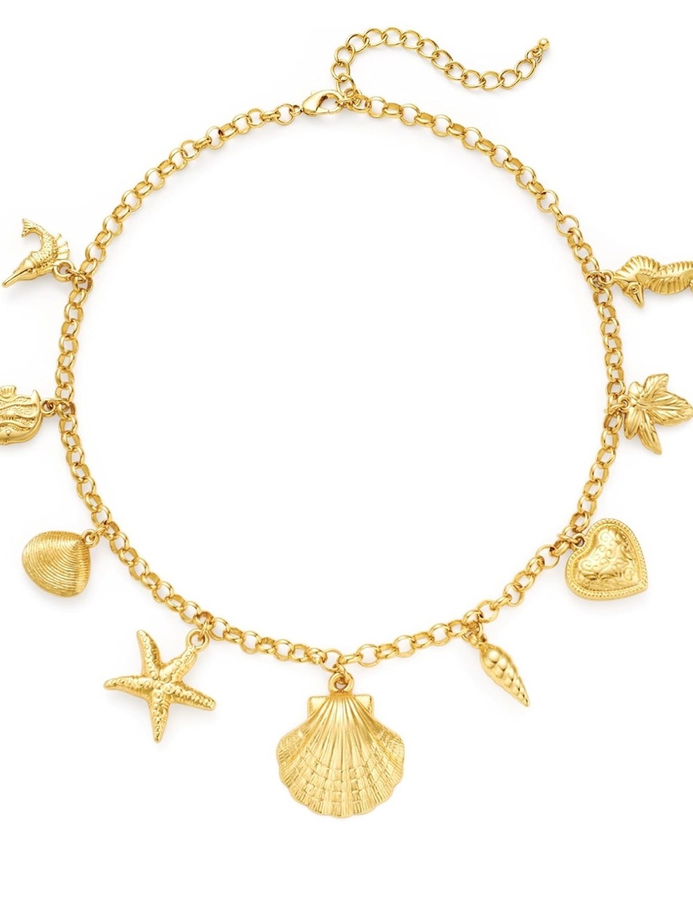 New! Summer 14k Gold Plated Shell Charm Choker Necklace